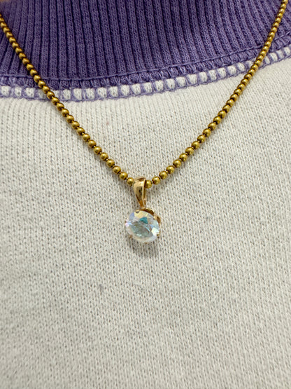 Vintage 9ct yellow gold mystic topaz solitaire pendant