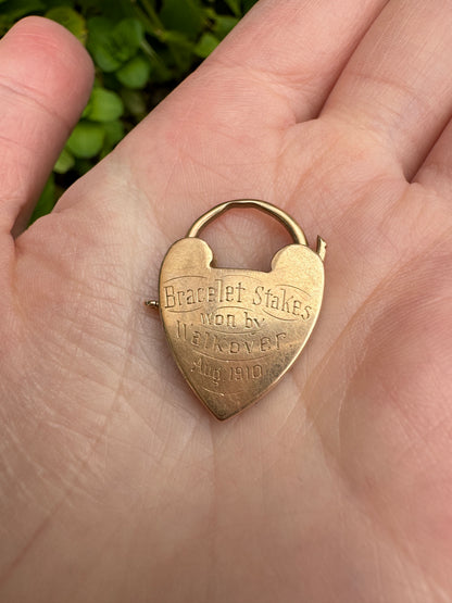 Antique Australian 15ct rose gold heart padlock pendant