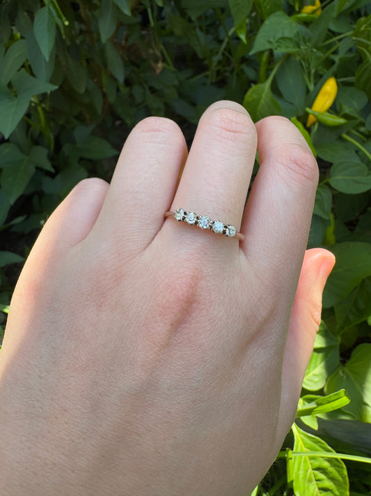 Vintage 18ct yellow gold and platinum five stone 0.38ct TCW old mine cut and old European cut diamond ring