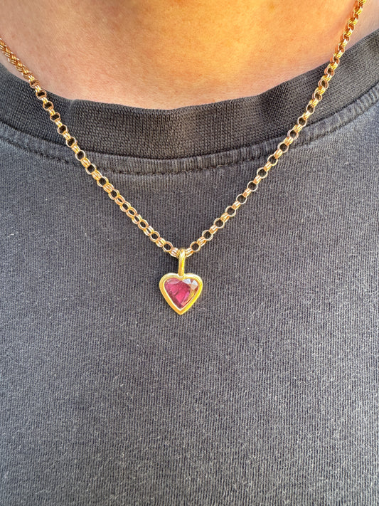 Custom 18ct yellow gold ruby heart pendant