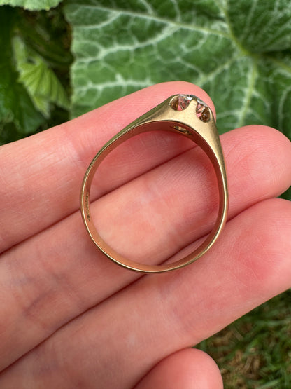 Vintage Mid Century 18ct yellow gold 0.4ct old mine cut diamond belcher ring