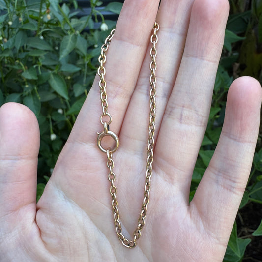 Antique 9ct rosy yellow gold cable link bracelet, 18cm / 7.1 inches long