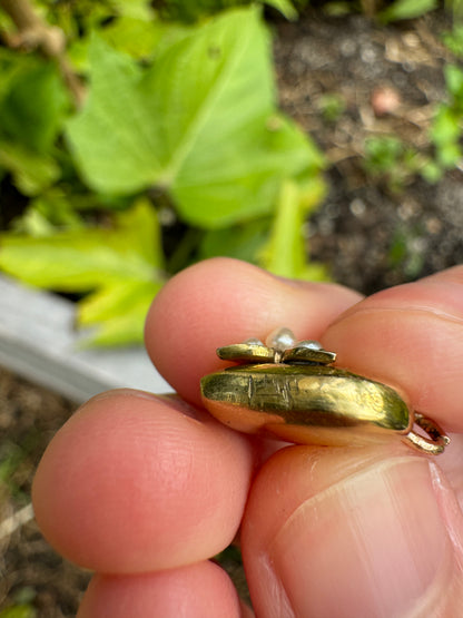 Antique 15ct yellow gold seed pearl heart charm