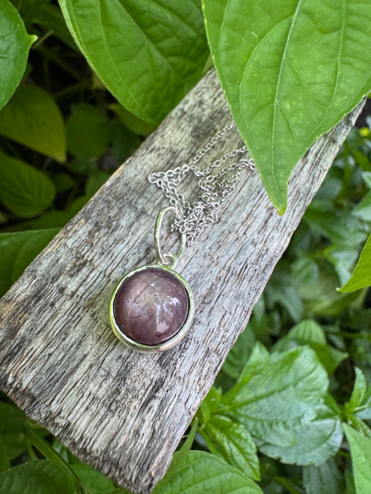 Custom sterling silver African star ruby cabochon pendants