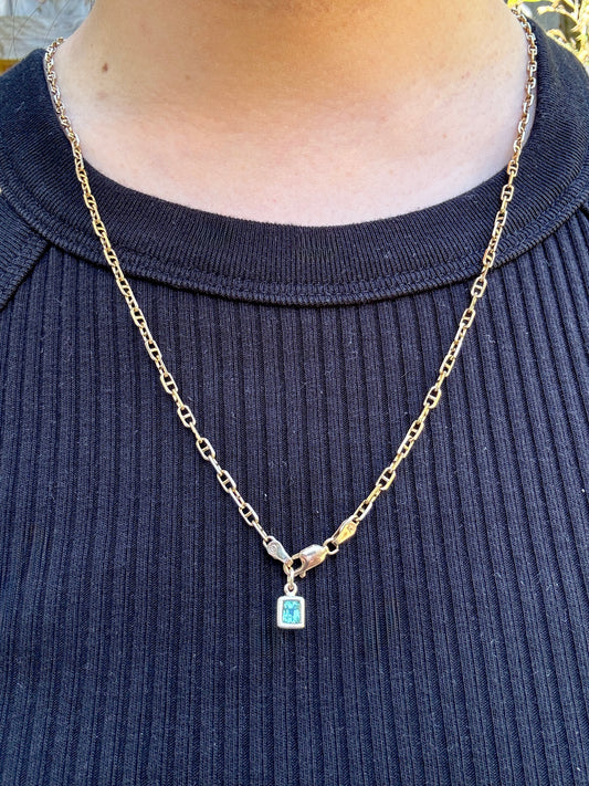 Custom handmade 9ct yellow gold 0.37ct natural emerald bezel set pendant