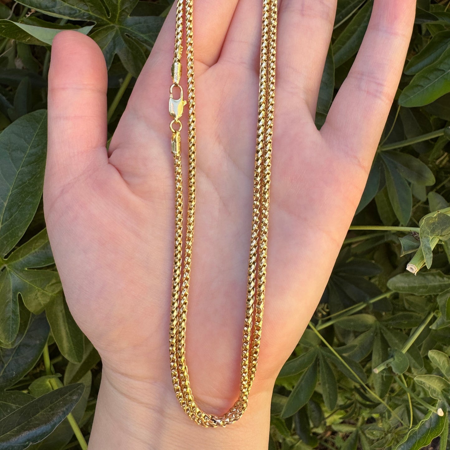 Vintage Italian 9ct yellow gold fancy snake link chain, 61cm / 24 inches long