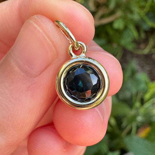 Custom handmade recycled 9ct yellow gold 1.63ct natural Australian parti sapphire bezel set pendant