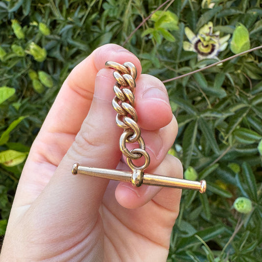 Antique 9ct yellow gold t-bar with extra gold links