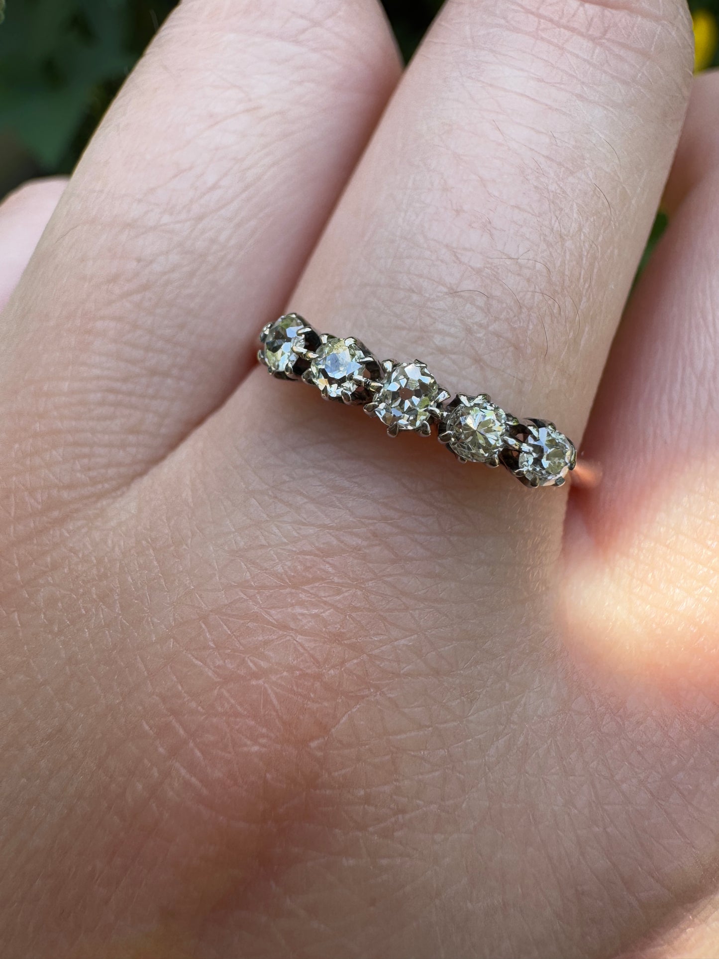 Vintage 18ct yellow gold and platinum five stone 0.38ct TCW old mine cut and old European cut diamond ring