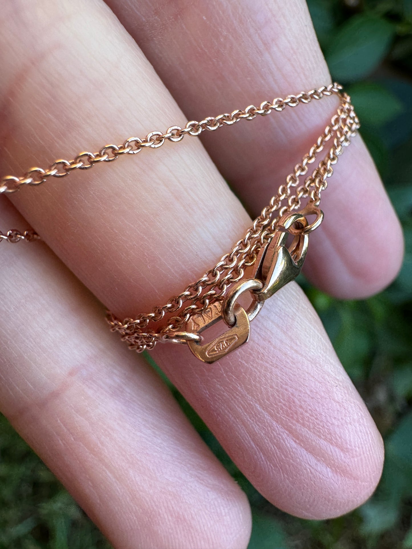 Antique 9ct rose gold claw set 16.68ct rock crystal pendant on vintage 9ct rose gold Italian chain, 42cm / 16.64 inches long