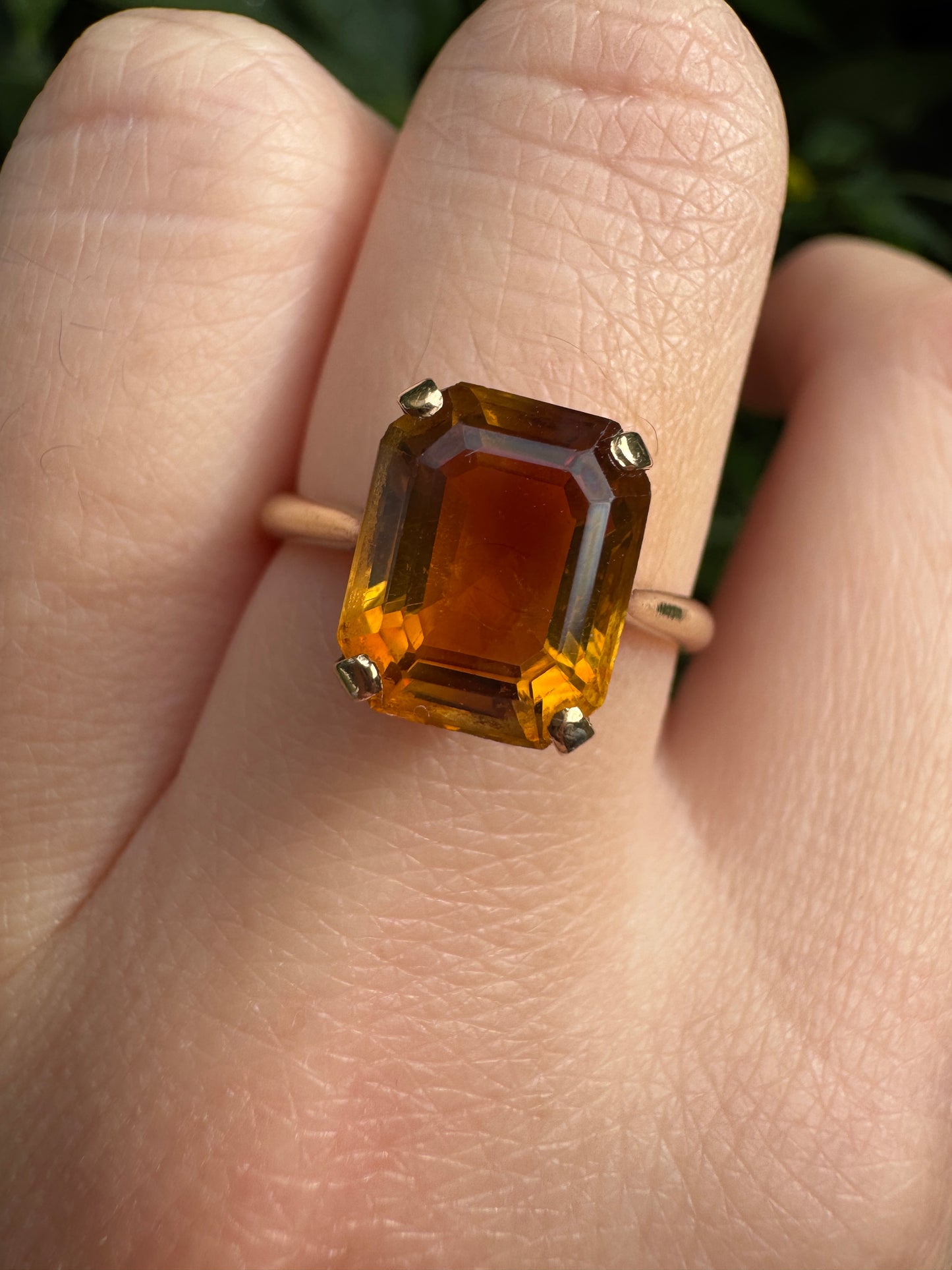Vintage 14ct yellow gold 3.85ct faceted citrine ring