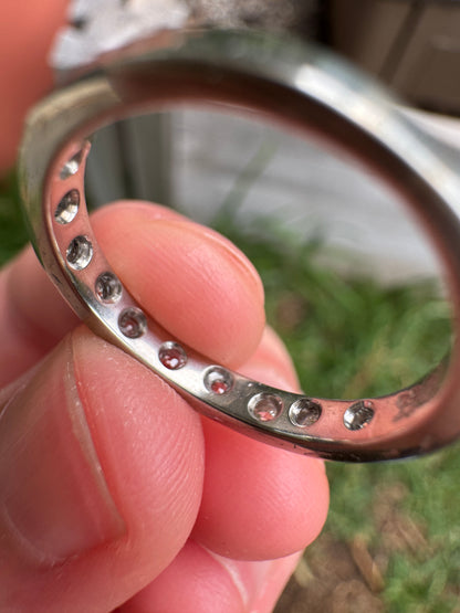 Antique 18ct gold old cut diamond half eternity ring