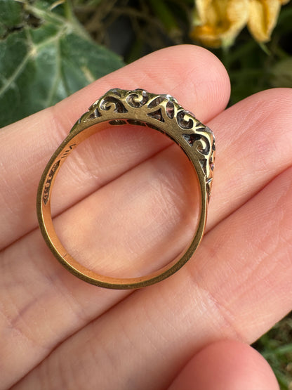 Antique Australian 18ct yellow gold five stone 0.42ct TCW old mine cut diamond ring
