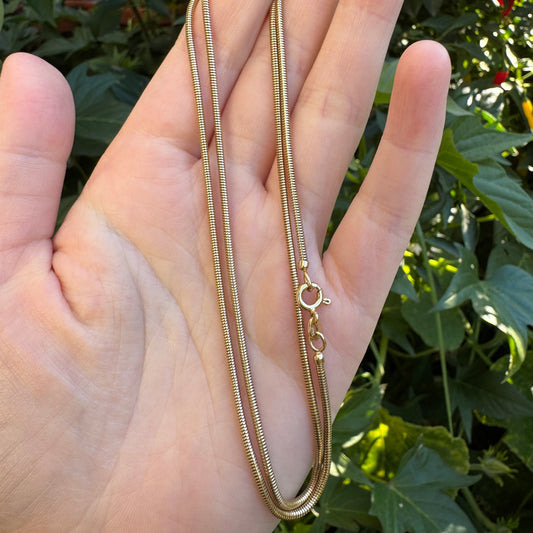 Vintage 9ct yellow gold snake chain, 51cm / 20.08 inches long