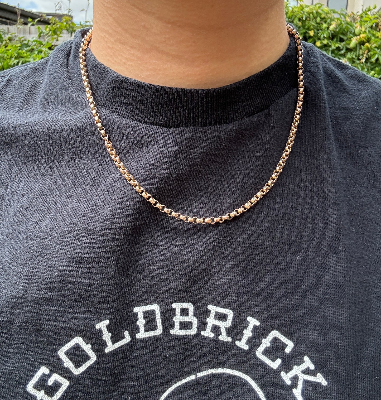 Antique 9ct rose gold belcher chain, 45cm / 17.7 inches long