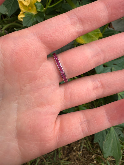 Antique platinum 1.51ct TCW natural ruby eternity ring