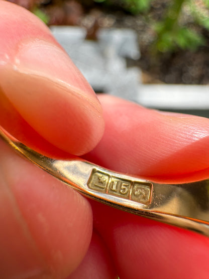 Antique Australian 15ct yellow gold engraved enamel signet ring