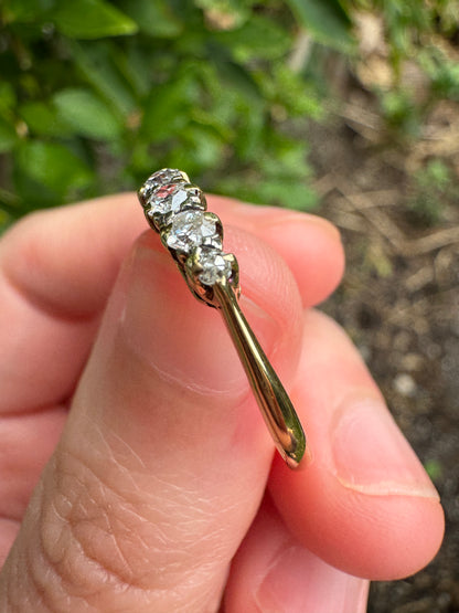 Vintage 18ct yellow gold five stone 0.28ct TCW old mine cut diamond ring