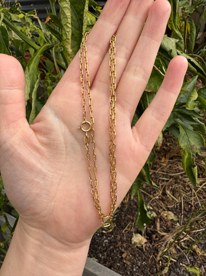 Vintage Italian 9ct yellow gold mariner link chain, 52cm / 20.47 inches long