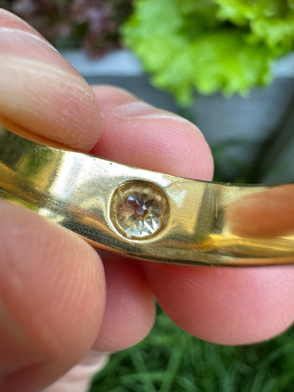 Antique Victorian 18ct yellow gold 0.35ct old mine cut diamond gypsy ring