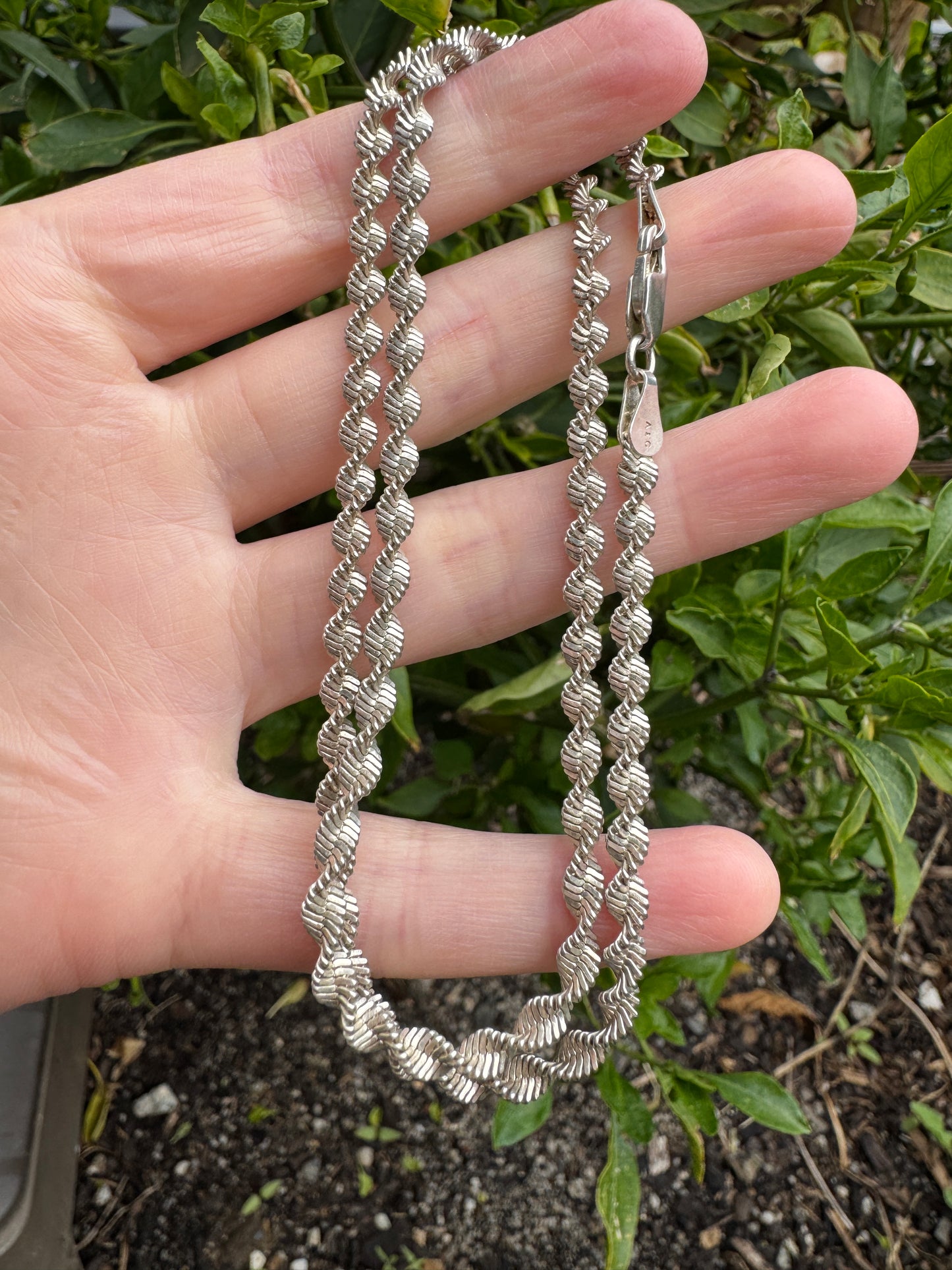 Vintage silver twist chain, 45cm / 17.72 inches long