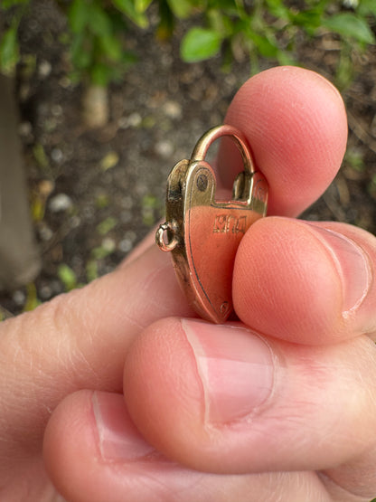 Antique Australian 9ct rosy yellow gold engraved padlock pendant