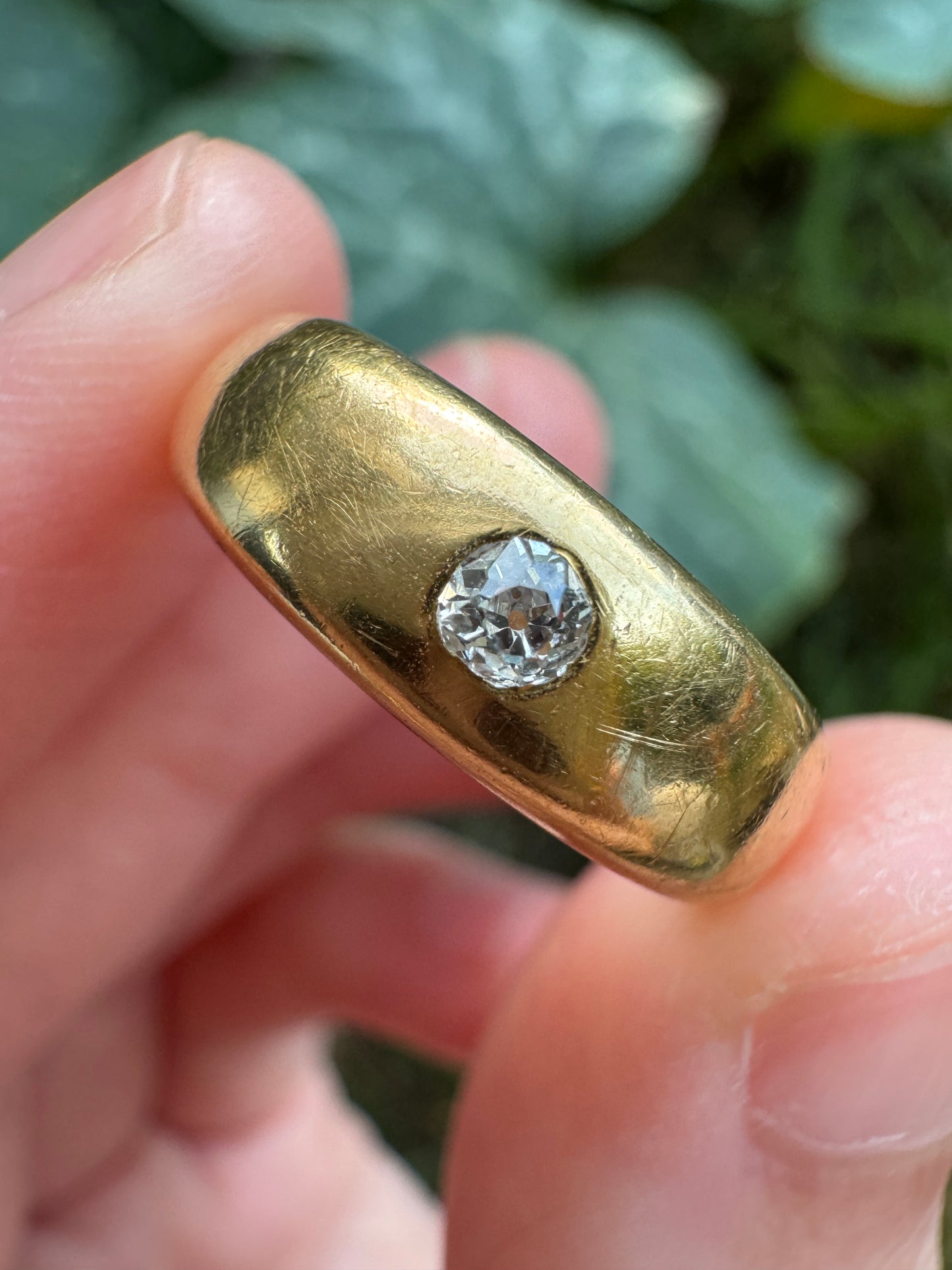 Antique Australian Basse Adelaide 18ct yellow gold old mine cut diamond gypsy ring