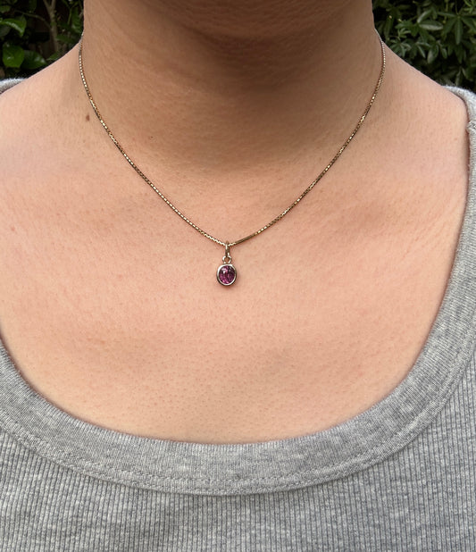 Custom handmade recycled 9ct yellow gold 1.56ct natural ruby bezel set pendant