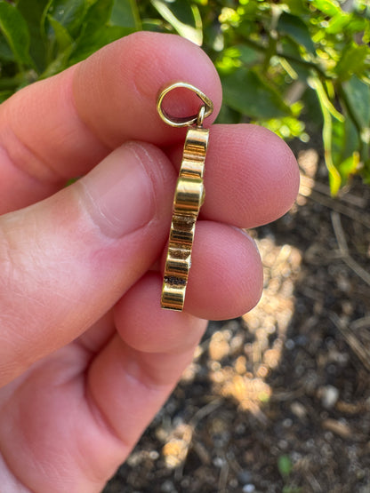 Vintage 14ct yellow gold 0.37ct TCW old European cut diamond bezel set cross pendant