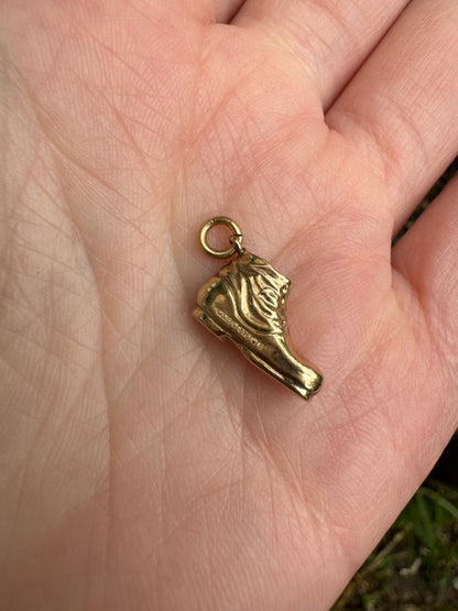 Vintage 9ct yellow gold boot charm