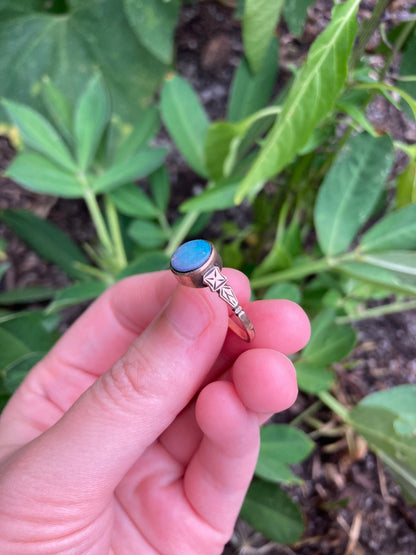 Vintage 9ct rose gold Arts & Crafts style opal doublet ring
