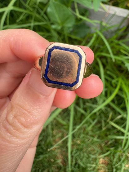 Antique Australian 9ct rosy yellow gold and enamel 'poison' signet ring