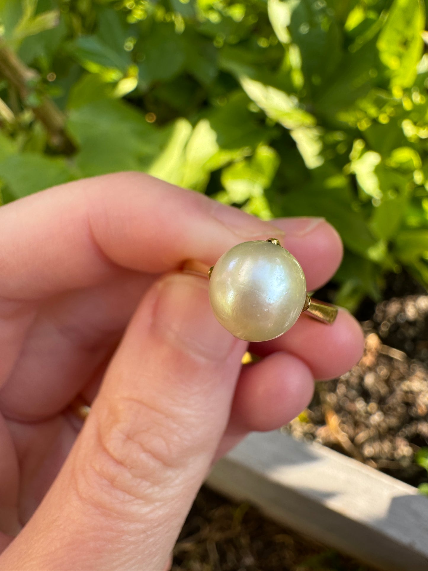 Vintage French 18ct yellow gold pearl ring