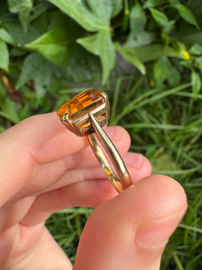 Vintage 14ct yellow gold 3.85ct faceted citrine ring