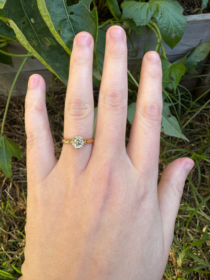Vintage 18ct yellow gold 0.98ct old mine cut diamond solitaire ring