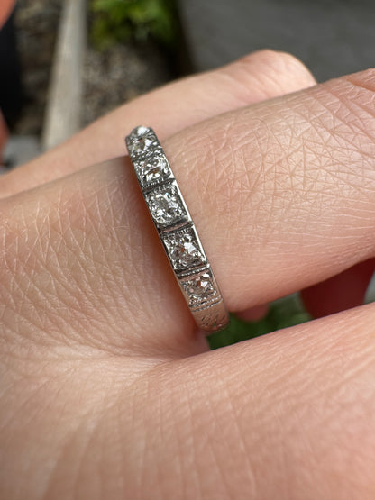 Antique 18ct gold old cut diamond half eternity ring