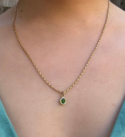 Custom handmade 9ct yellow gold 0.47ct tsavorite garnet bezel set pendant