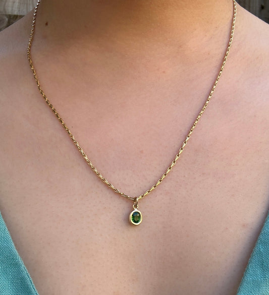 Custom handmade 9ct yellow gold 0.47ct tsavorite garnet bezel set pendant