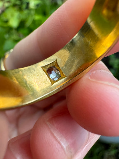 Antique Australian Wendt 18ct yellow gold 0.15ct old mine cut diamond starset gypsy cigar band