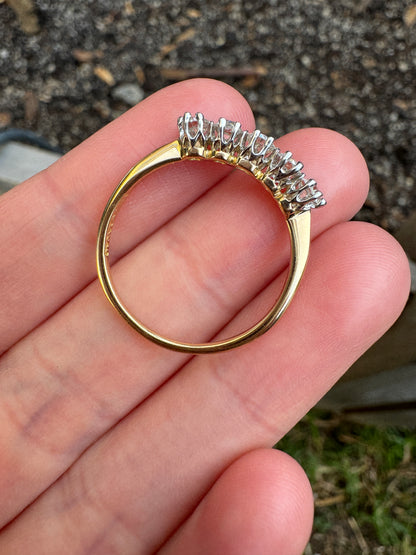 Vintage 18ct yellow and white gold five stone 0.6ct TCW old mine and old European cut diamond ring