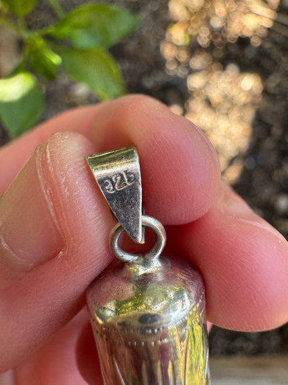 Vintage silver engraved cylinder vesta pendant