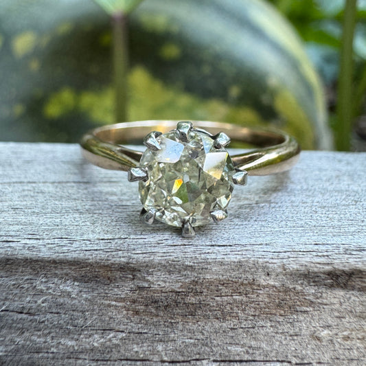 Vintage 18ct yellow gold 0.82ct old mine cut diamond solitaire ring