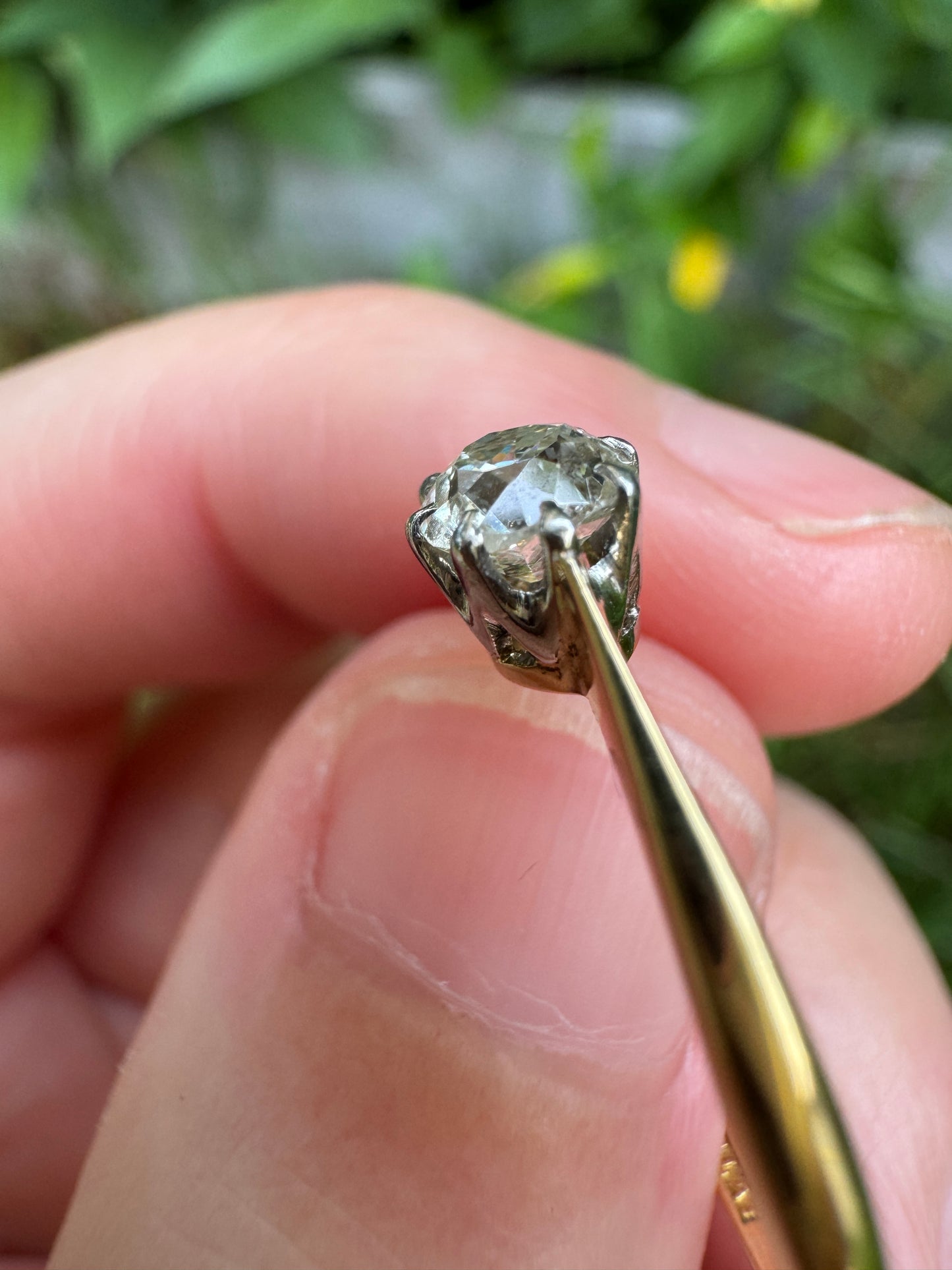 Vintage 18ct yellow gold and platinum 0.35ct old mine cut diamond solitaire ring