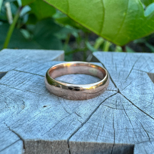 Vintage 9ct rose gold band, 3mm wide