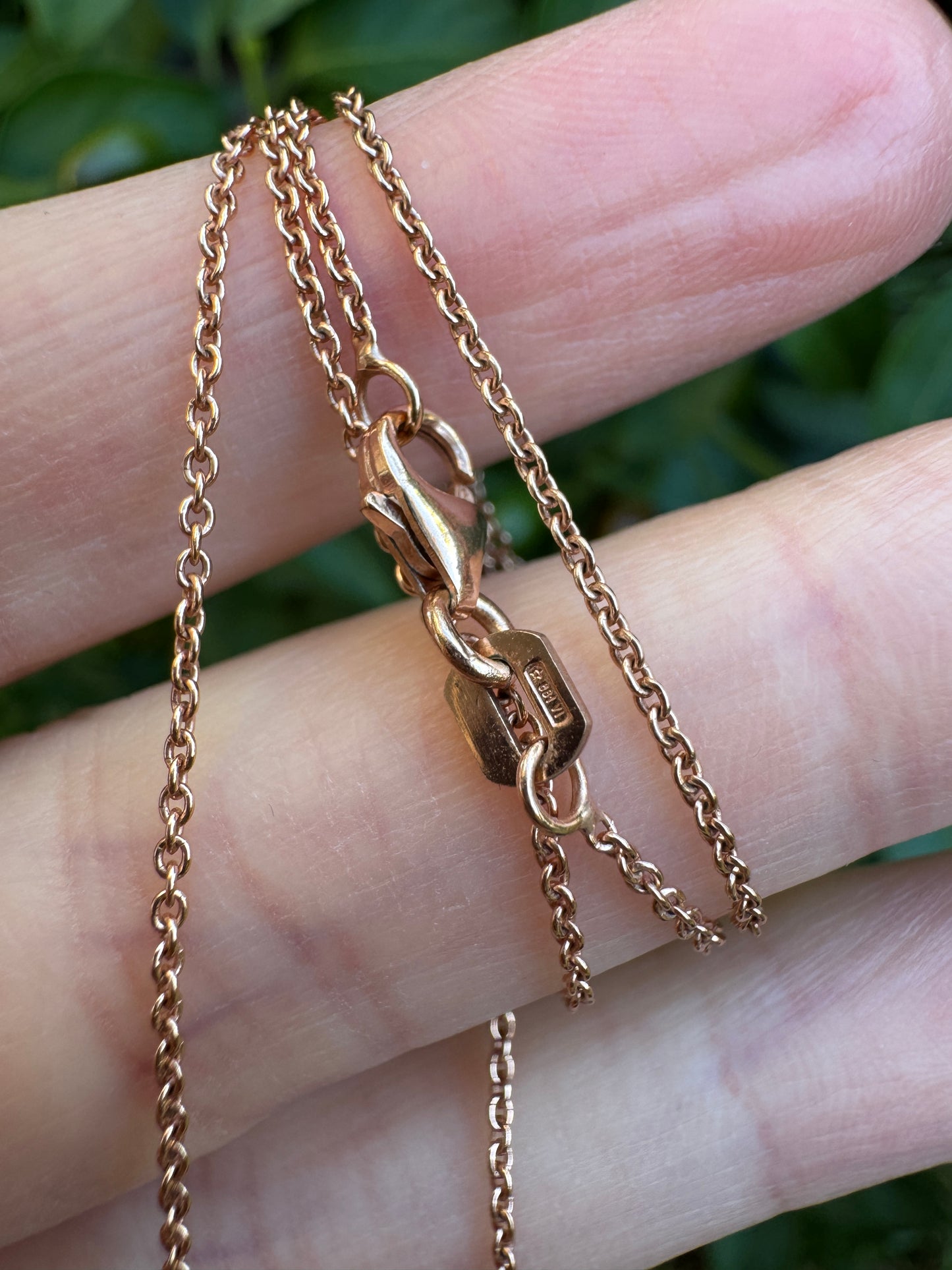Antique 9ct rose gold claw set 16.68ct rock crystal pendant on vintage 9ct rose gold Italian chain, 42cm / 16.64 inches long