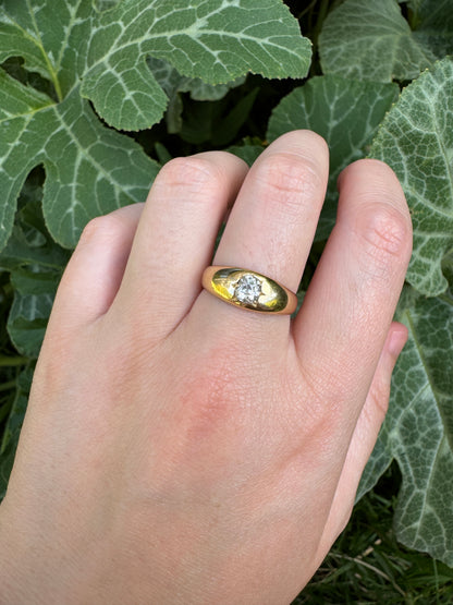 Antique Victorian 18ct yellow gold 0.52ct old mine cut diamond starset gypsy ring