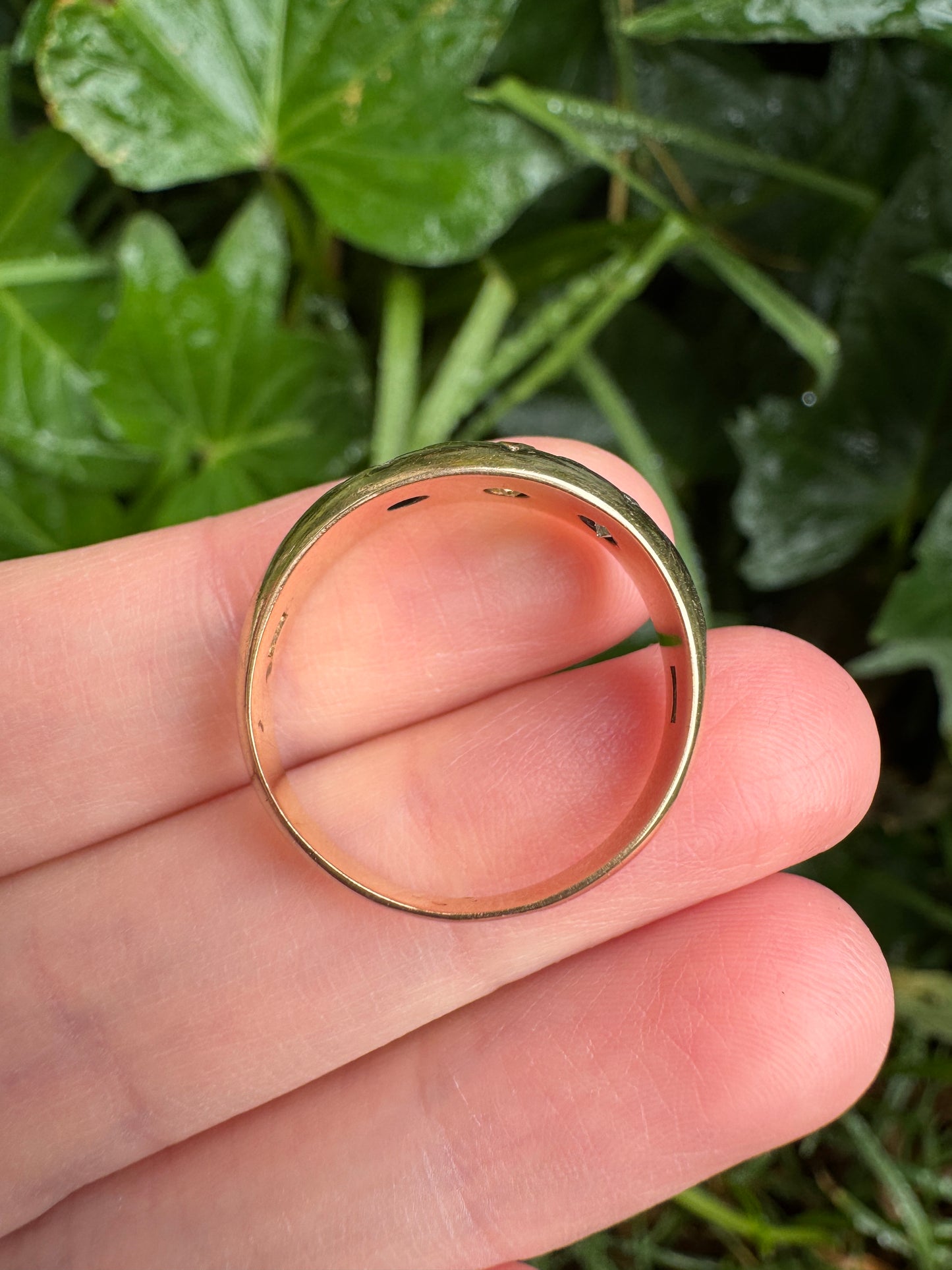 Antique 18ct yellow gold three stone 0.54ct TCW old cut diamond starset gypsy ring with fancy yellow centre