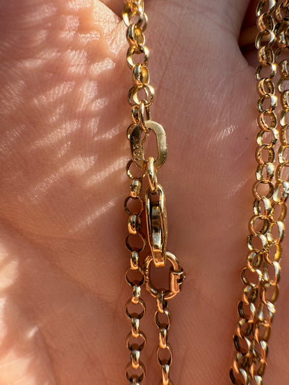 Vintage Italian 9ct yellow gold belcher chain, 46cm / 18.1 inches long