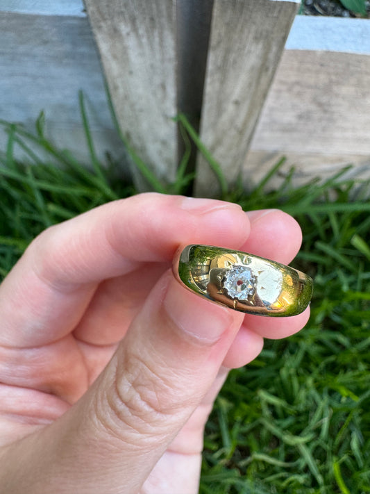 Vintage 18ct yellow gold 0.2ct old mine cut diamond starset gypsy ring