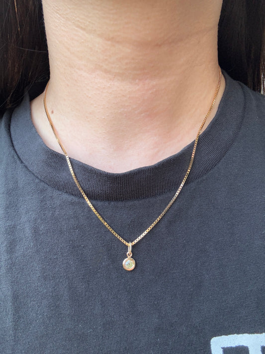 Custom 9ct yellow gold 0.34ct old mine cut diamond bezel set pendant (I1, K)